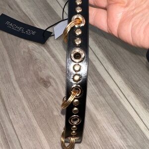 Rachel Zoe pierced loop belt gold tone faux leather belt NEW